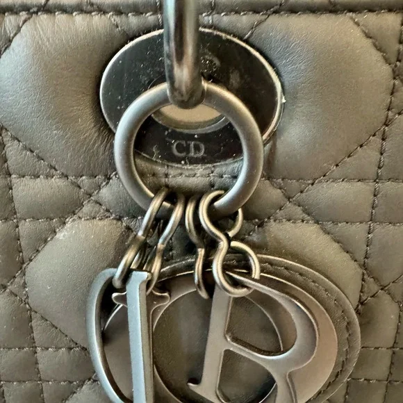 Christian Dior Ultra Matte Lady Dior Bag Cannage Quilt Calfskin Large Black - Picture 2 of 15